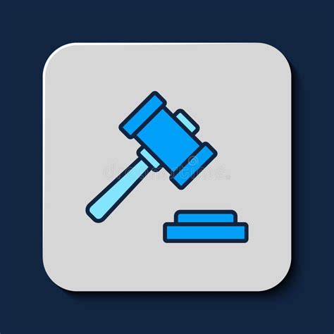 Icono De Gavel Del Juez De Contorno Relleno Aislado En Fondo Azul