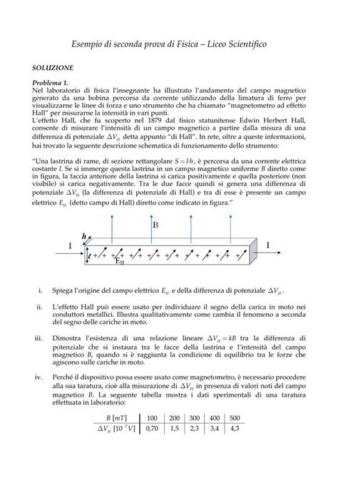 Pdf Esempio Di Seconda Prova Di Fisica Liceo Scientifico Esempio