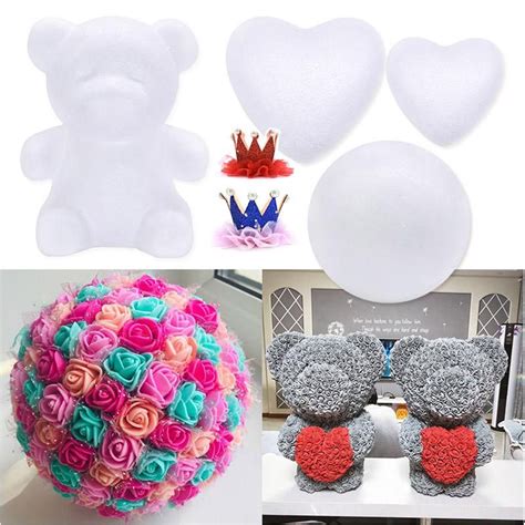 Multi Purpose Craft Supplies Polystyrene White Craft Balls Heart Foam