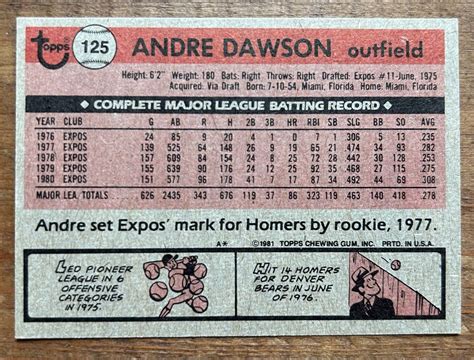 Andre Dawson 1981 Topps 125 EX HOF Montreal Expos Chicago Cubs MLB EBay