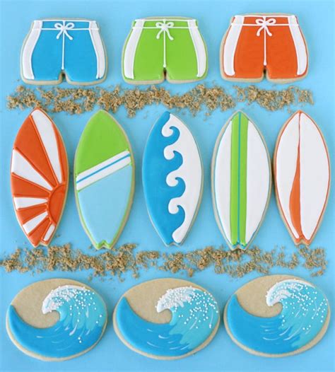 Surfboard and Wave Cookies - Glorious Treats