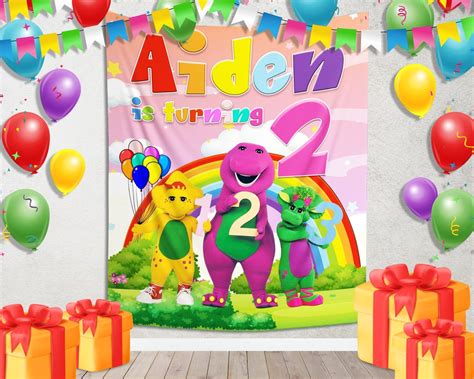 Barney Party Supplies Printable Barney Backdrop Barney Party Barney