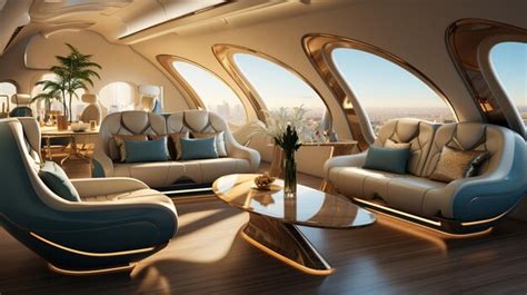 Premium Photo | Futuristic interior passenger cabin private jet ...