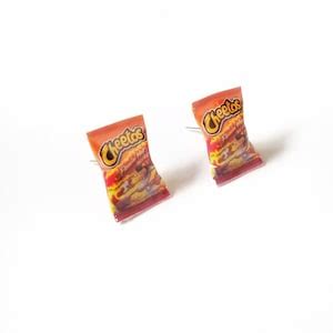 Miniature Cheetos Flaming Hot Earrings Miniature Food Jewelry Junk Food Earrings Kawaii Cute