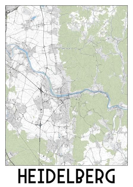 Arte De Cartaz Do Mapa De Heidelberg Alemanha Vetor Premium