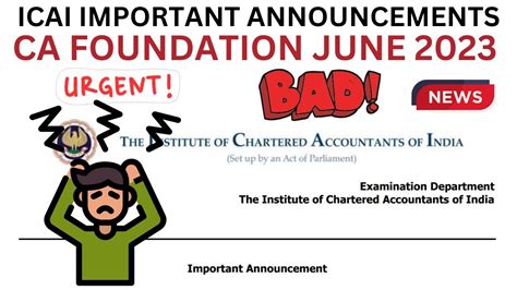 Icai Urgent Announcements Ca Foundation June Students Bad News