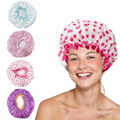 Stylish Shower Cap Satin Bouffant Pouch Hat Bath Hair Waterproof