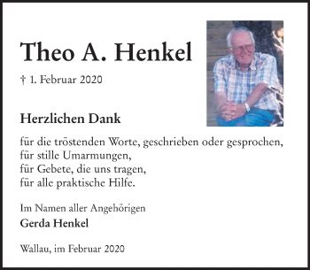 Traueranzeigen Von Theo A Henkel Vrm Trauer De