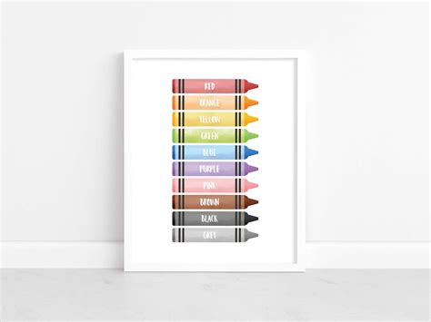 Rainbow Crayon Colors Printable Home School Educational Print Nursery ...