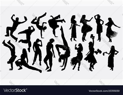 Hula girl and dancer silhouette Royalty Free Vector Image