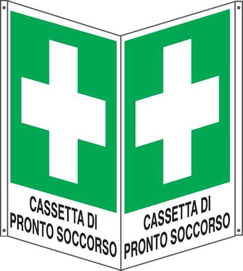 Cartello Alluminio Bifacciale 16x21 Cm Cassetta Di Pronto Soccorso