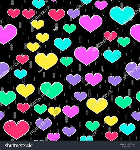 Colorful Heart Seamless Pattern On White Stock Vector Royalty Free