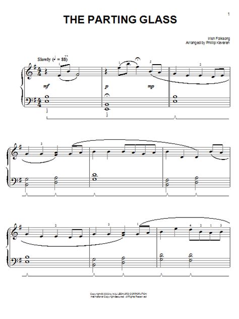 Irish Folksong The Parting Glass Sheet Music For Piano Solo Download Pdf 418878