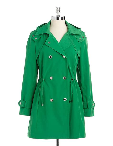 Calvin Klein Hooded Double Breasted Trench Coat In Green Lyst