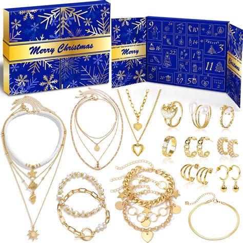 MOVINPE Golden Jewelry Advent Calendar For Women Teenage Girls 2024