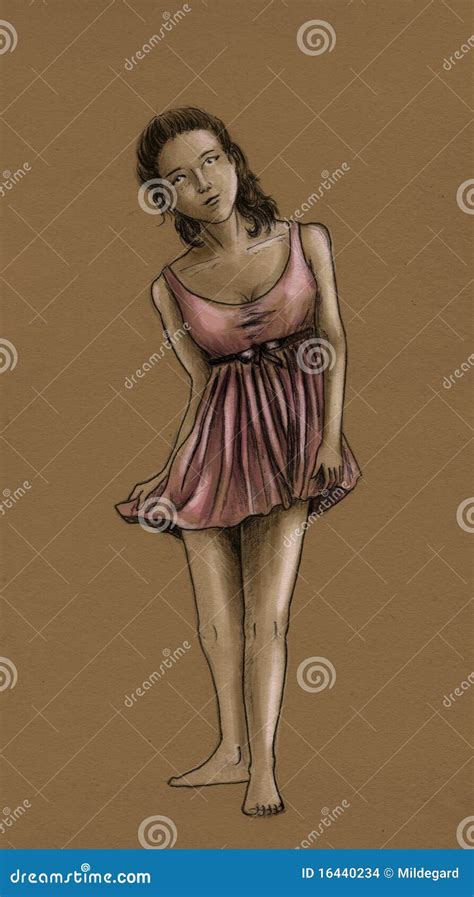 Shy Girl In Lingerie Stock Illustration Illustration Of People
