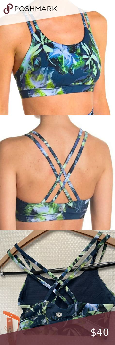 X By Gottex Crisscross Strap Sports Bra S Dark Floral Strappy Bluegreen Nwt Clothes Design