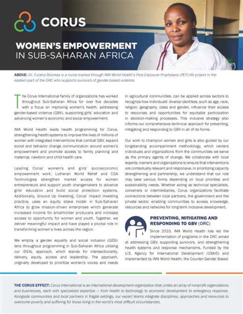 Womens Empowerment In Sub Saharan Africa Ima World Health