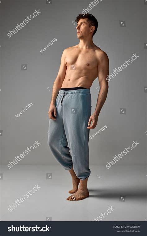 Handsome Shirtless Mature Man Posing Pants Stock Photo 2245261839 Shutterstock
