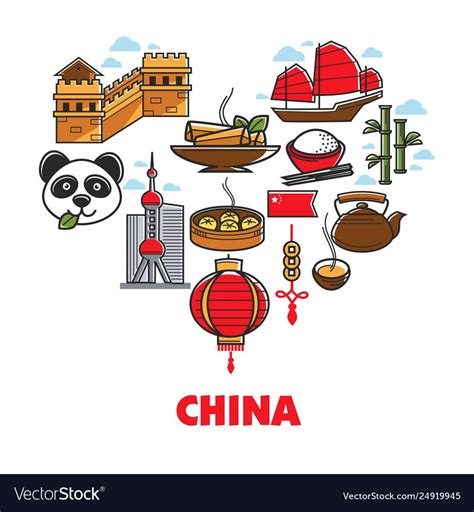 China national symbols chinese culture traveling vector image on ...