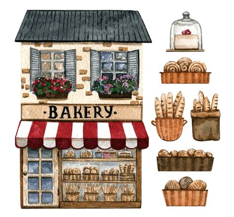 6,345 Bakery Shop Illustration Watercolor Royalty-Free Images, Stock ...