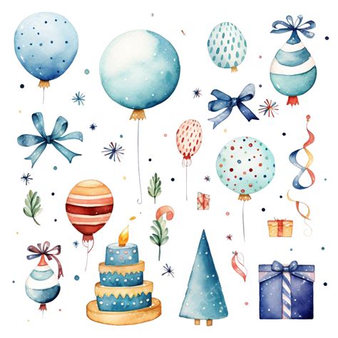 Watercolor Happy New Year Clipart Element Happy New Year Clipart New