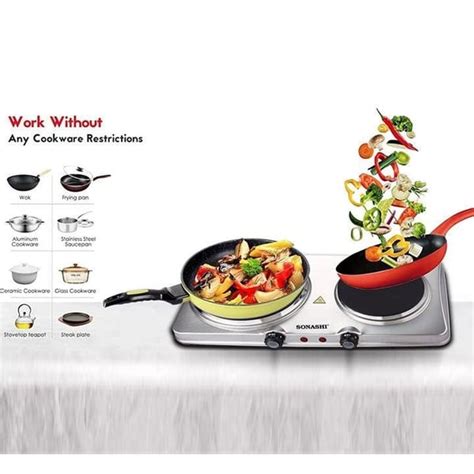 Buy Sonashi Stainless Steel Double Electric Hot Plate SHP 611S Online In UAE Sharaf DG