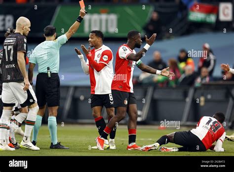 ROTTERDAM L R Referee Serdar Gozubuyuk Shows Red To Yankuba Minteh