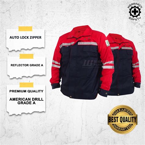 MERAH Wearpack Safety Semi Jacket Work Wearpack Red Color Navy Blue