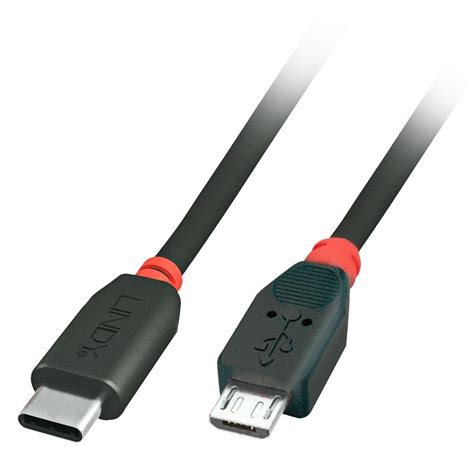 1m Usb 20 Cable Type C Male To Micro B Male Black From Lindy Uk