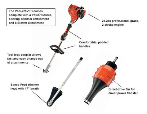 Echo Pas 225vpb Trimmer Blower Combo Kit Pro Attachment Series