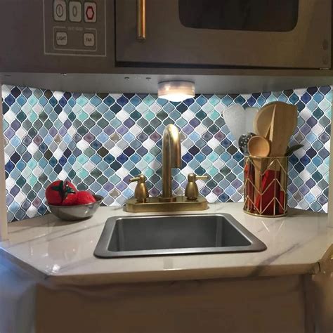 Teal Arabesque Peel And Stick Tile For Kitchen Backsplashsmart Wall