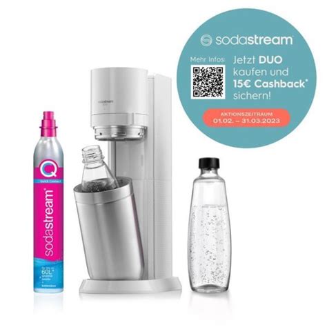 Sodastream Duo Wassersprudler Wei Inkl Flaschen Zylinder F R