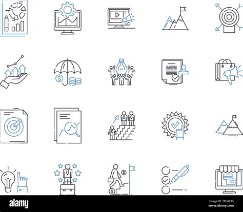 Business Growth Line Icons Collection Expansion Progression