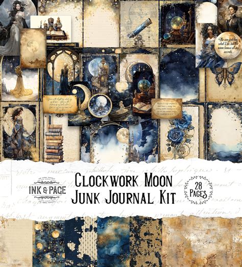 Moon Junk Journal Printable Kit Steampunk Celestial Digital Download ...