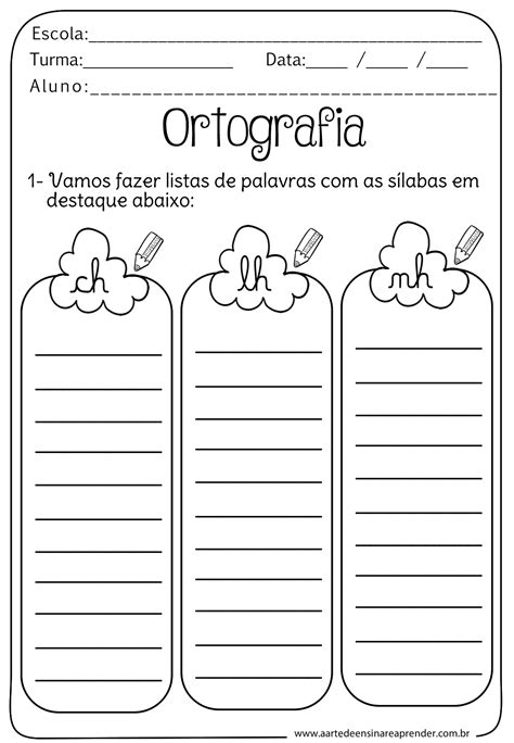 Atividade Ortografia 3 Ano Fundamental