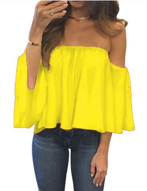 Sexy Off Shoulder Long Sleeve Chiffon Loose Blouse（enlarging Code） May Your Fashion