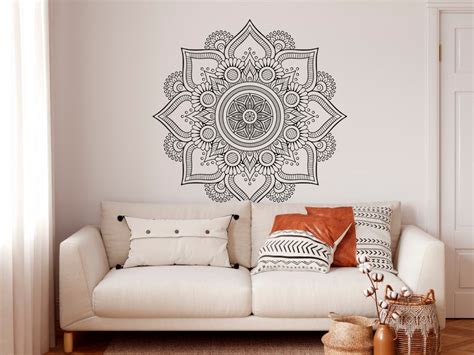 Mandala Wall Art Sticker Half Mandala Wall Decal Bohemian Etsy