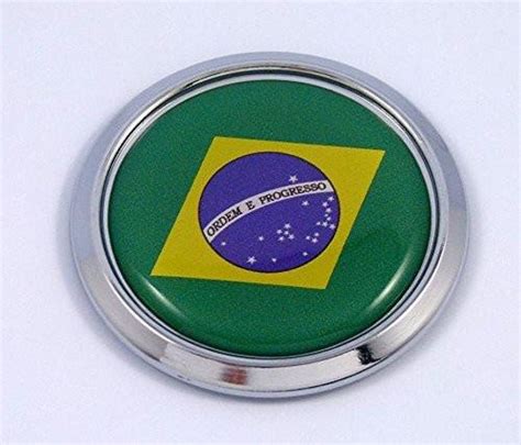 Brazil Round Flag Car Chrome Decal Emblem Bumper Sticker Bezel Etsy