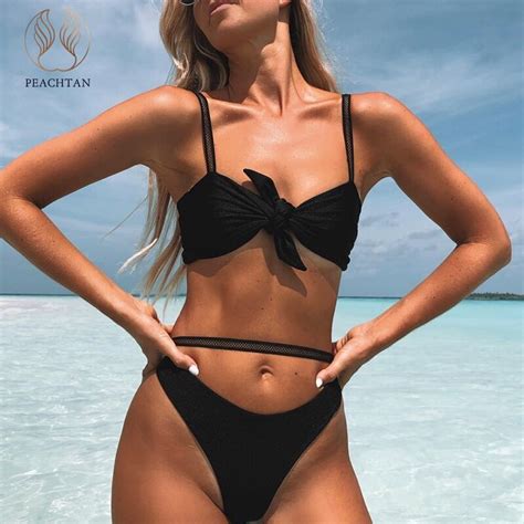 Peachtan Bikinis De Cintura Alta 2019 Mujer Push Up Traje De Baño