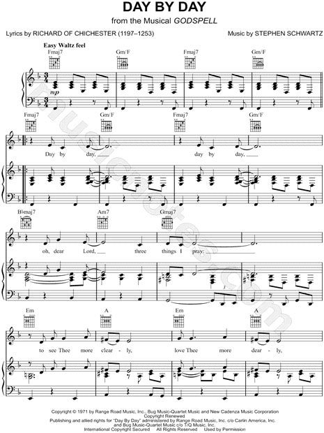 "Day By Day" from 'Godspell' Sheet Music in F Major (transposable ...