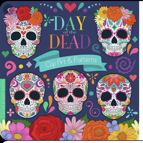 Sugar Skull Clipart Day Of The Dead Clip Art Dia De Los Etsy Uk Artofit