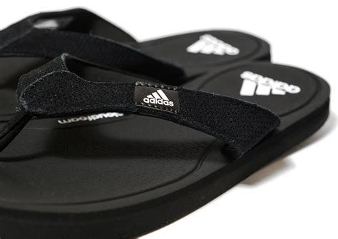 Adidas Leather Litha Flip Flops In Black White Black For Men Lyst