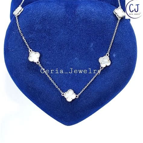 Jual Kalung Perak Asli Silver 925 Lapis Emas Putih Model Bunga Putih