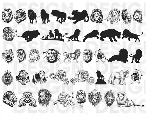 40 LION SVG BUNDLE, Lion Silhouette Svg, Lion Png, Lion Clipart, Lion ...