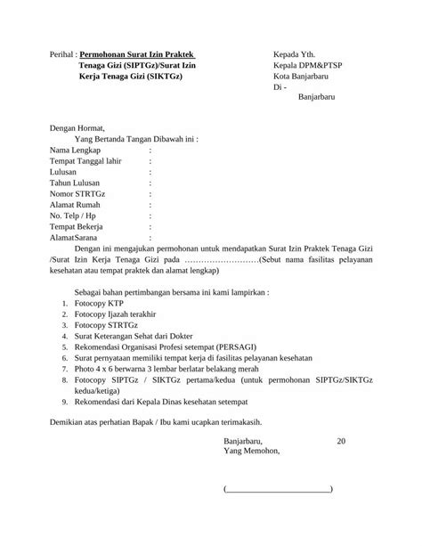 Pdf Perihal Permohonan Surat Izin Praktek Kepada Dpmptsp