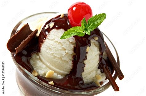 Vanilla Ice Cream With Chocolate Syrup