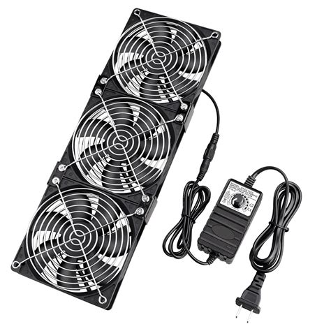 Gdstime Big Airflow 3 120mm Fans Dc 12v Powered Fan With Ac 100v 240v Speed Control Cabinet