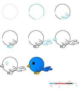 Dessiner Un Petit Oiseau Bleu Bird Drawings Drawings Easy Drawings