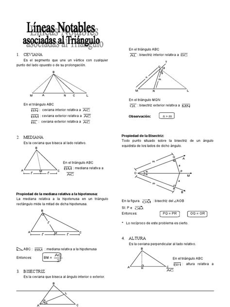 Lineas Notables En El Triangulo Pdf Triángulo Objetos Geométricos